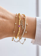 18K Gold Vermeil Birthstone Pisa Bracelet - Crystal