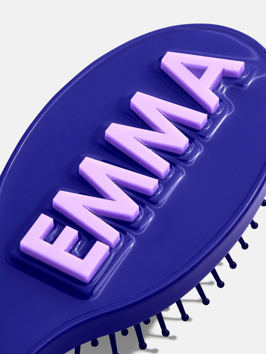 Mini Block Font Custom Hair Brush  - Navy/Light Purple